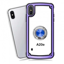 Samsung Galaxy A20e Clear Back Shockproof Cover With Ring Holder Purple